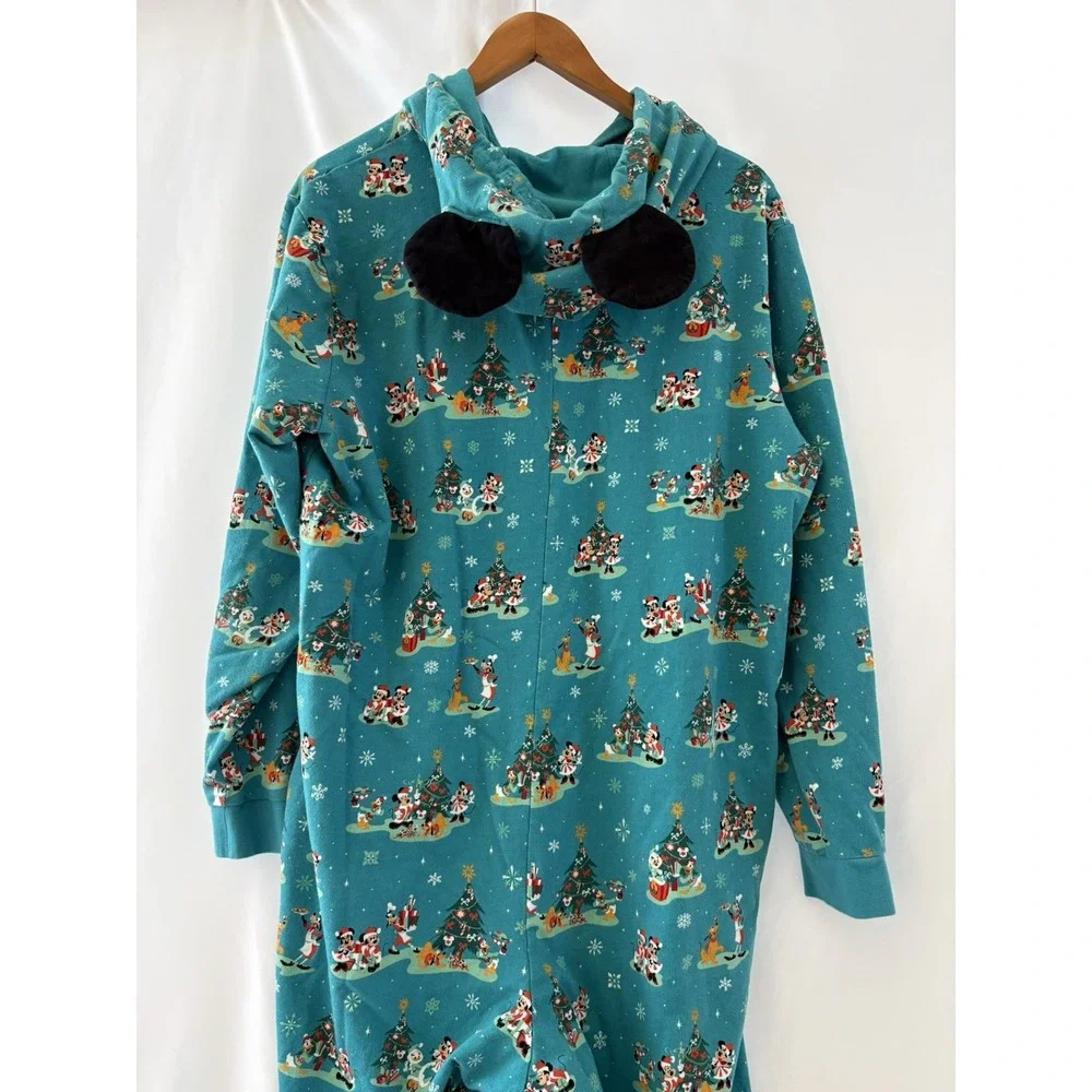 Disney Mickey & Friends Mens‎ XL Christmas Holiday Mouse Ears Coverall Pajamas